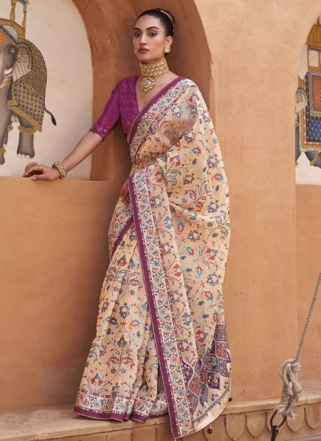 Purple Colour Riwaaz Rewaa New Latest Designer Ethnic Wear Printed Pure Brasso Exclusive Saree Collection 568
